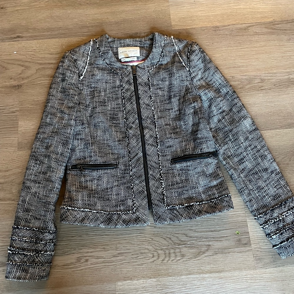 Banana Republic Tweed Zip Jacket with Pockets